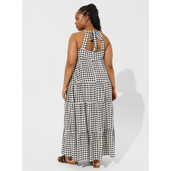 Torrid Gingham Tiered Maxi Dress Size 4X Summer Flowy Comfort - Picture 2 of 9